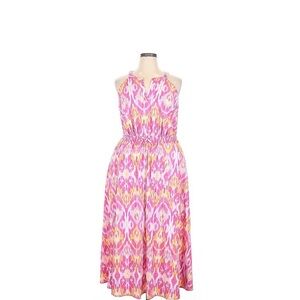 Lane Bryant Pink and Yellow Patterned Maxi Dress